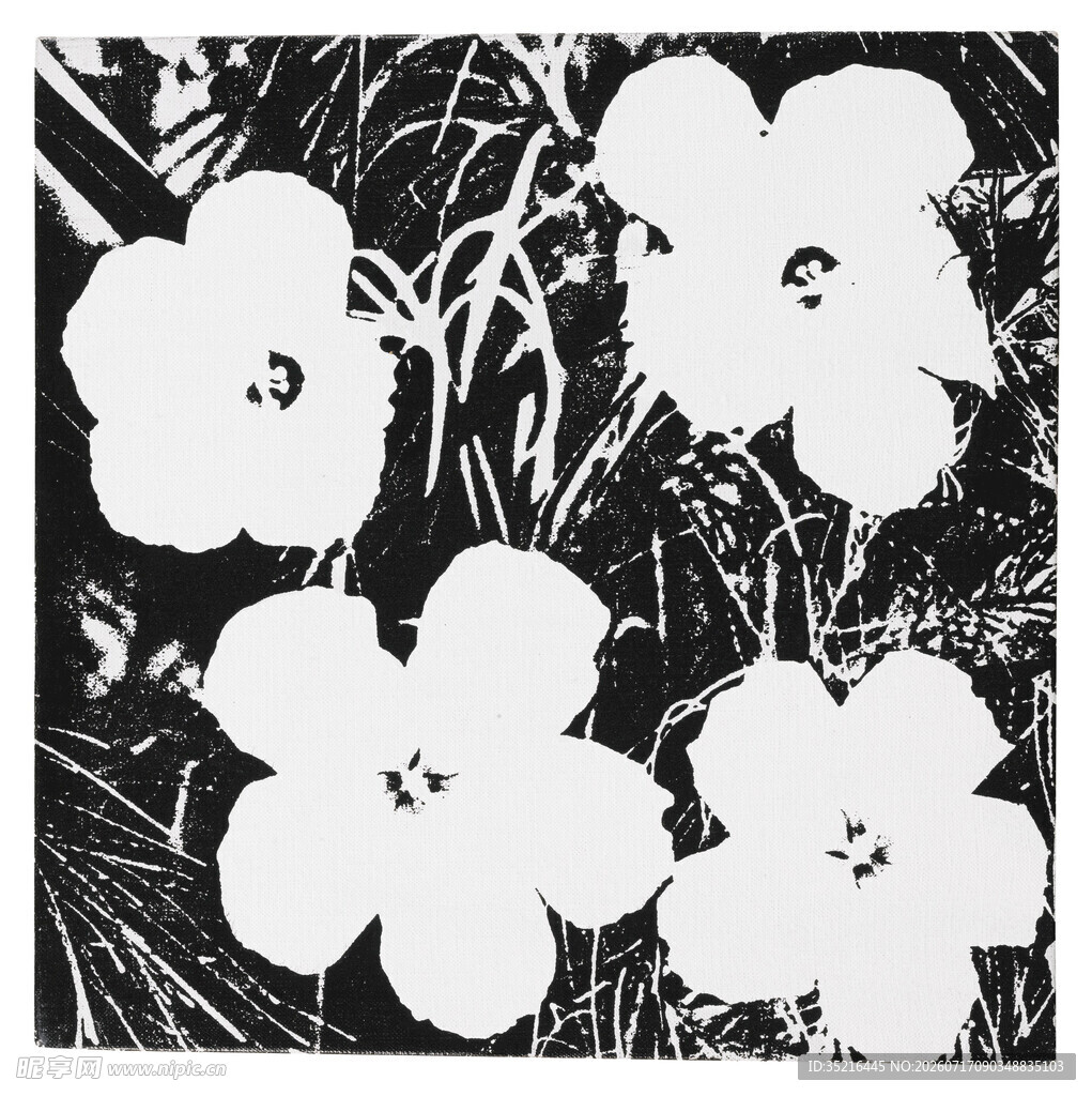 黑白花卉图案