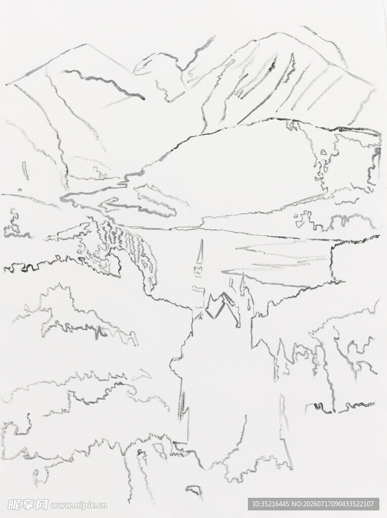手绘风景草图