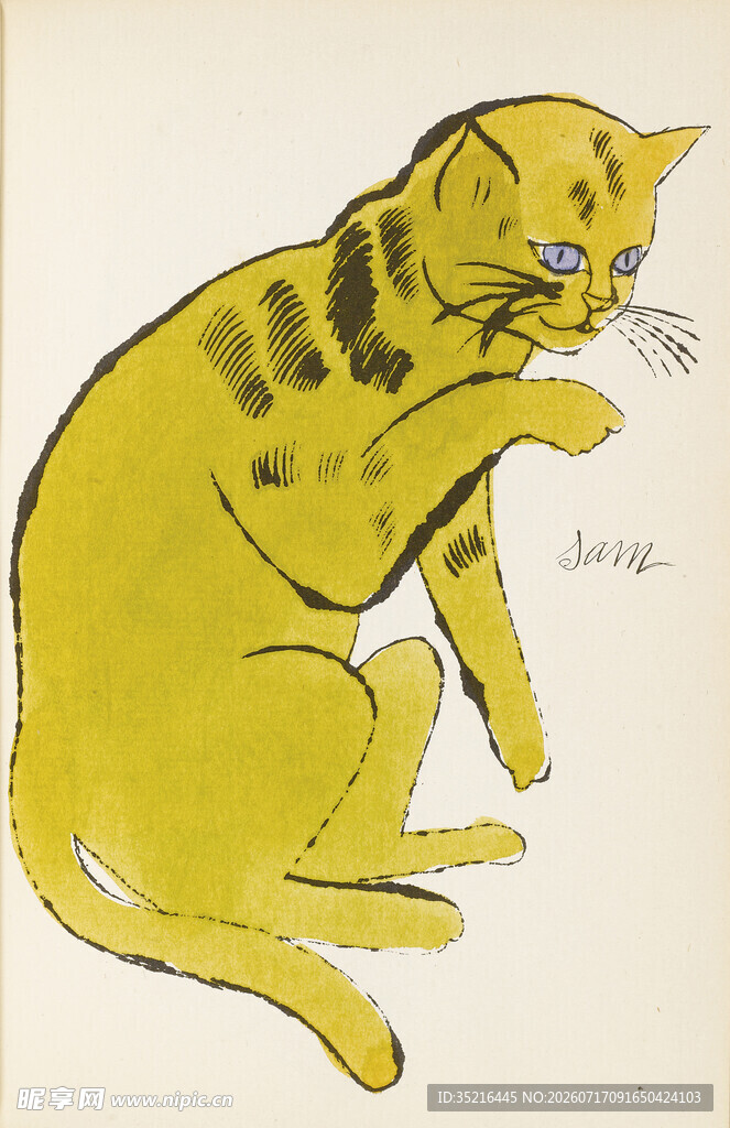 黄色猫咪姿态独特插画