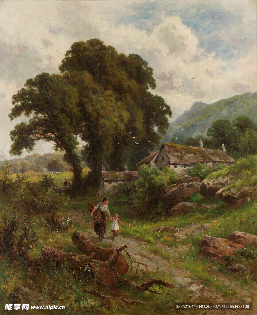 乡村田园风景油画