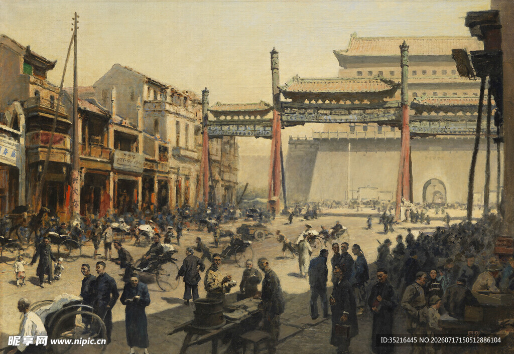 老北京热闹街市景象