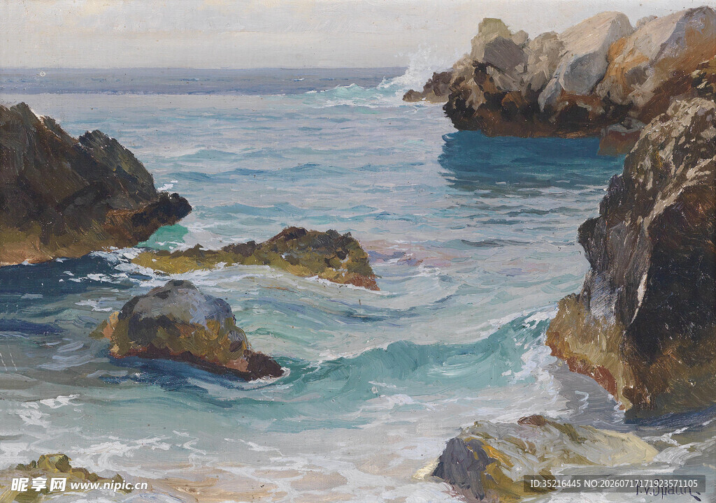 海浪轻拍之景