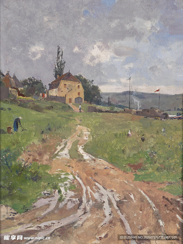 乡村田野风景油画