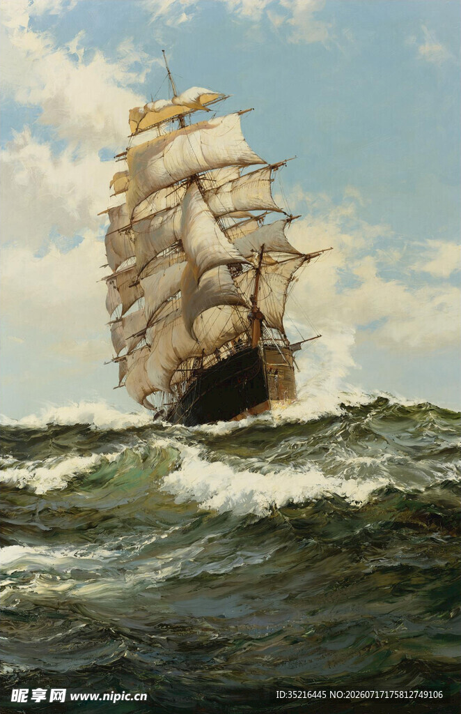 海上航行的古老帆船