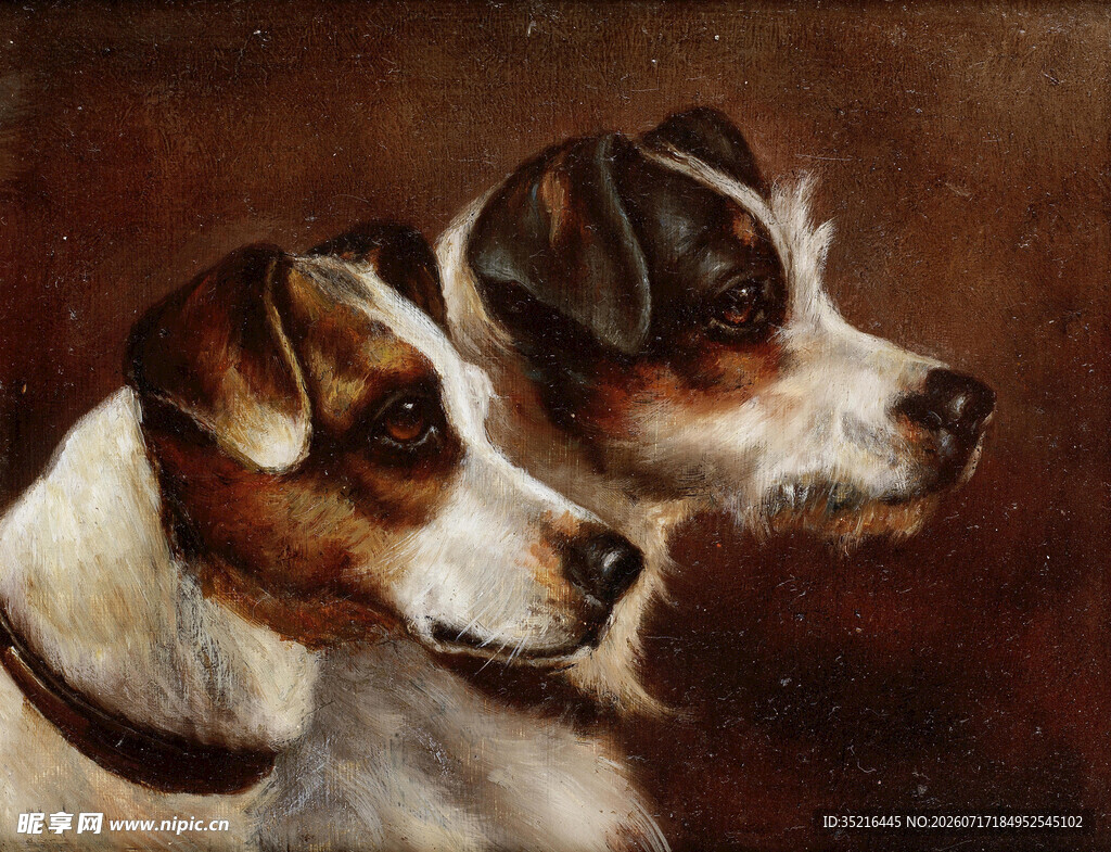 两犬肖像画