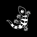 黑白线条壁虎图案