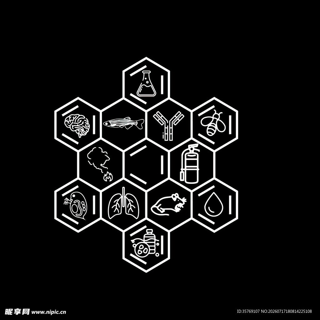 化学符号六边形组合图案