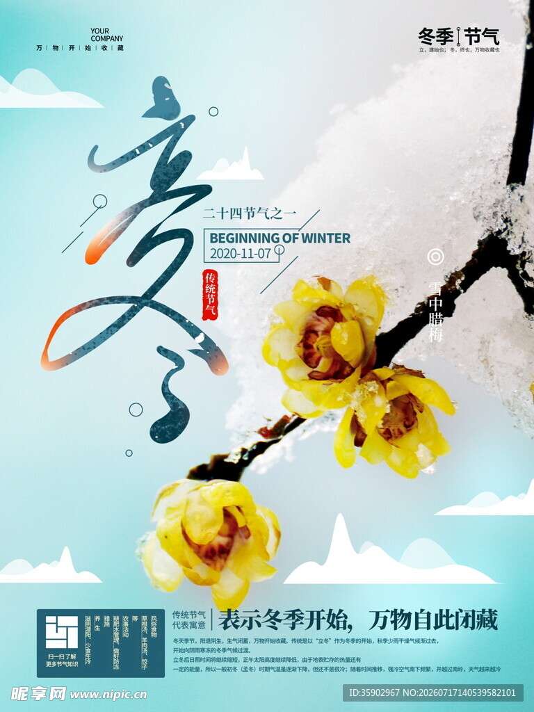 立冬绽放的娇艳黄色花朵