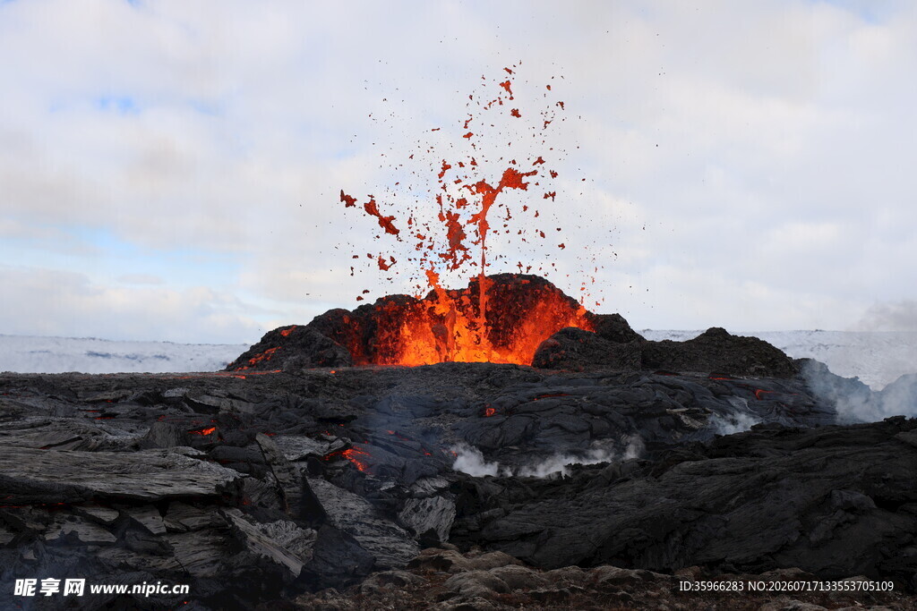 火山喷发瞬间壮观景象
