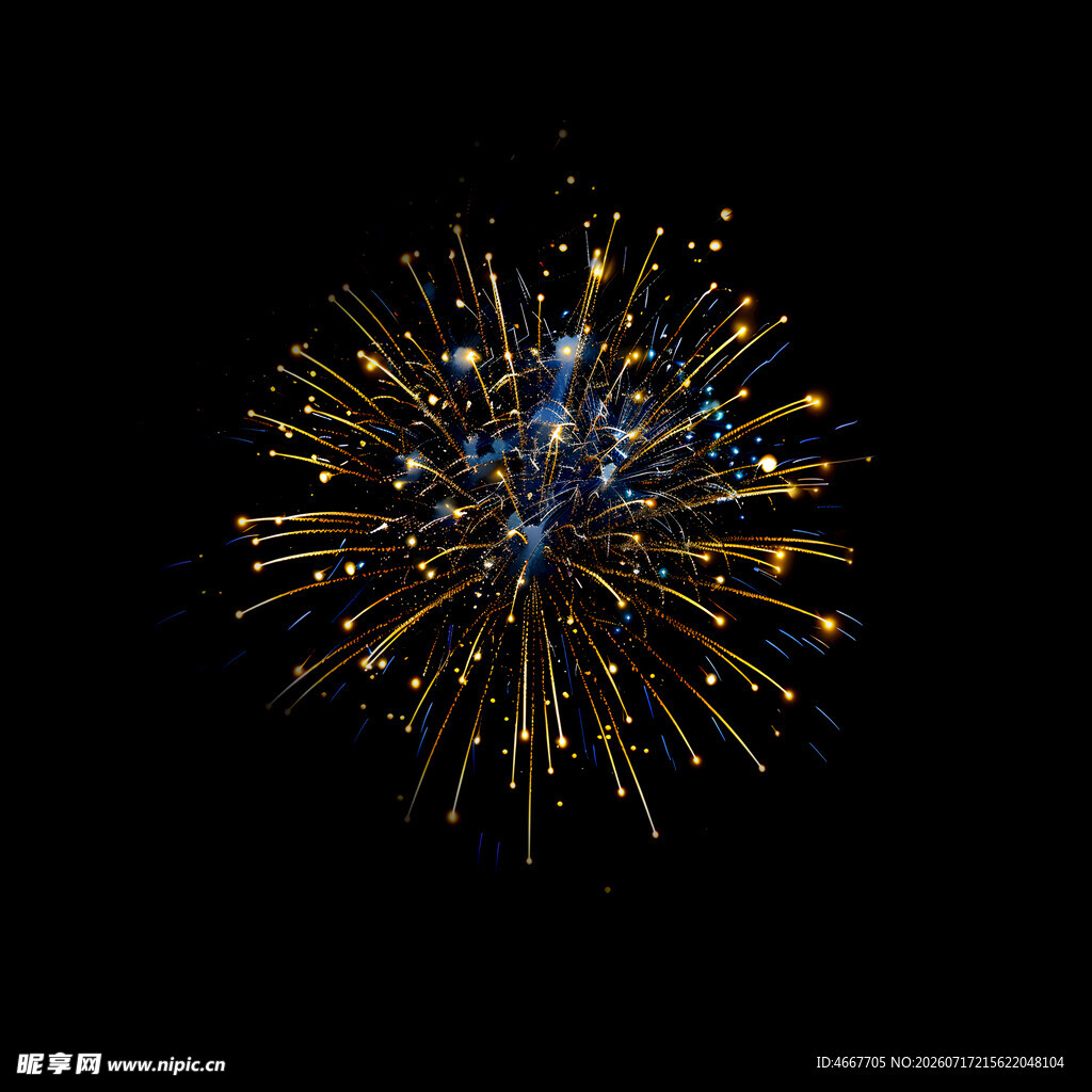 透明底绚丽烟花绽放夜空