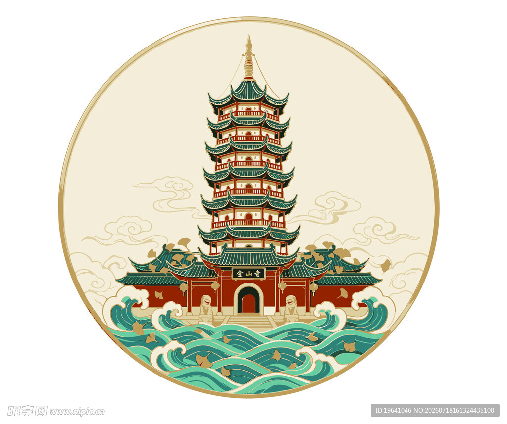 镇江金山寺建筑图案