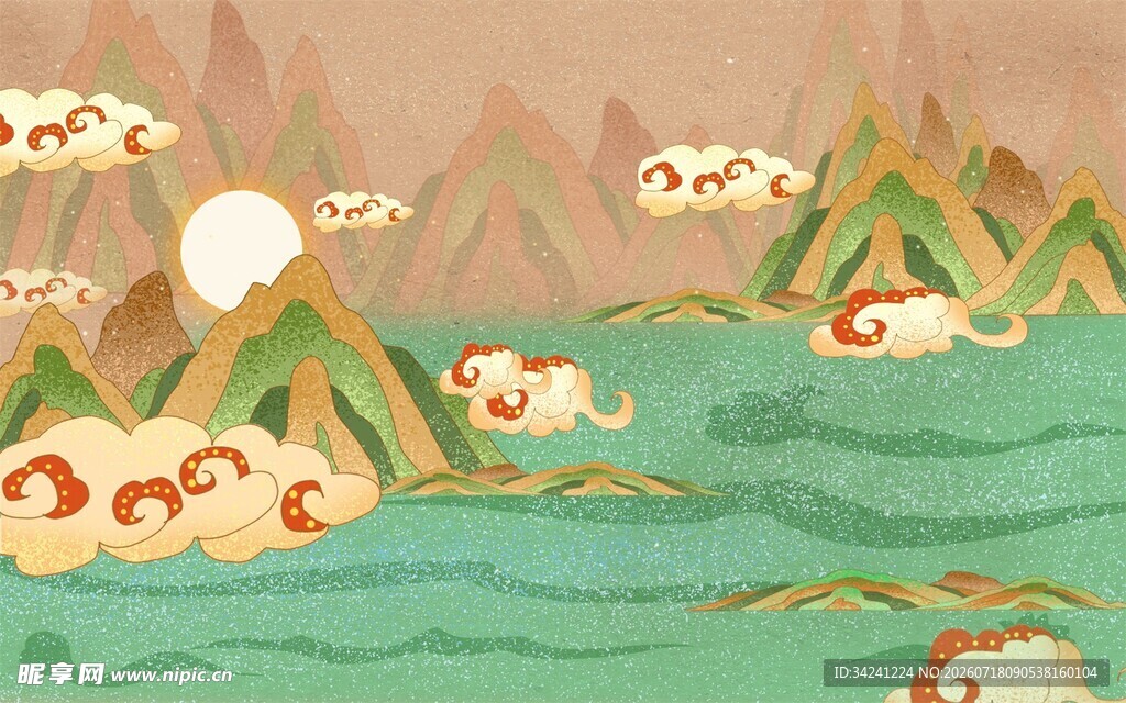梦幻山水间的奇幻背景图