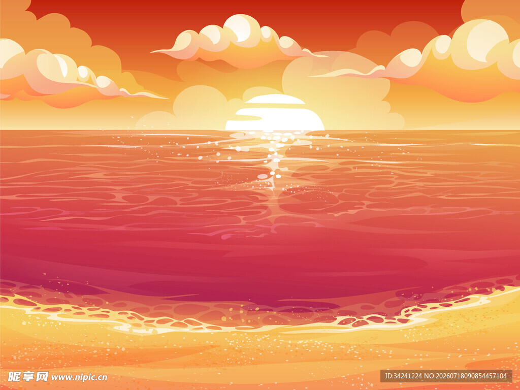夕阳下的海边美景