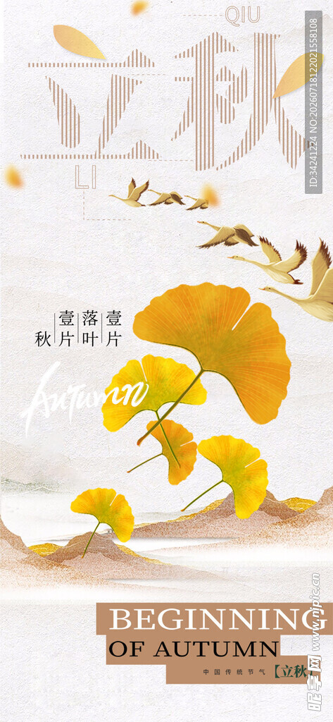 立秋时节黄叶飘飞景象