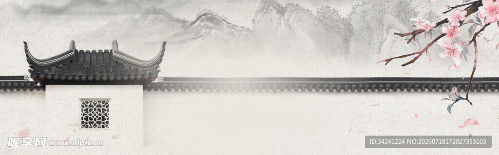 水墨江南古建筑风景图
