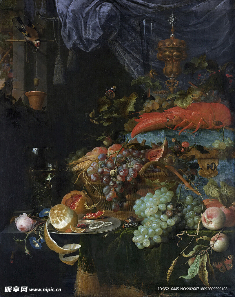 古典静物花卉油画作品