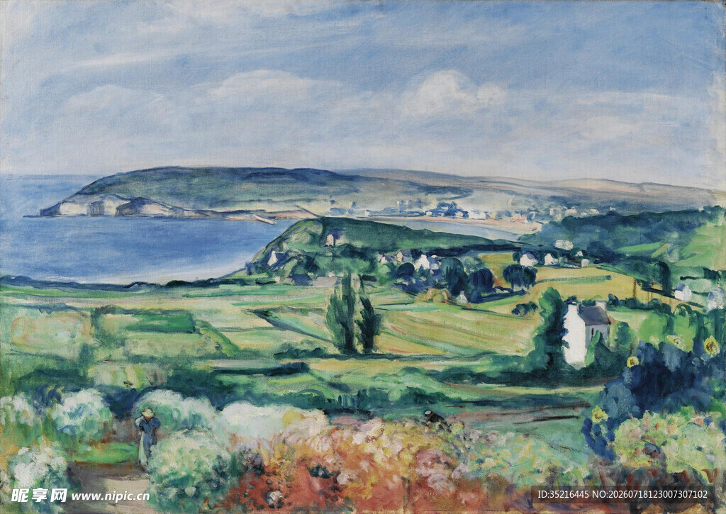 田园海景油画风景