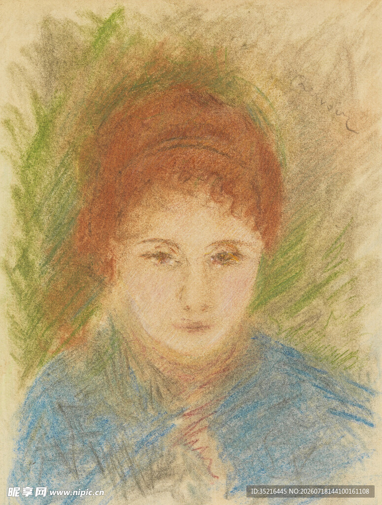 红发女子肖像画