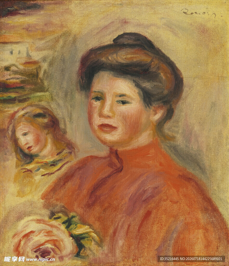 红衣女子肖像画