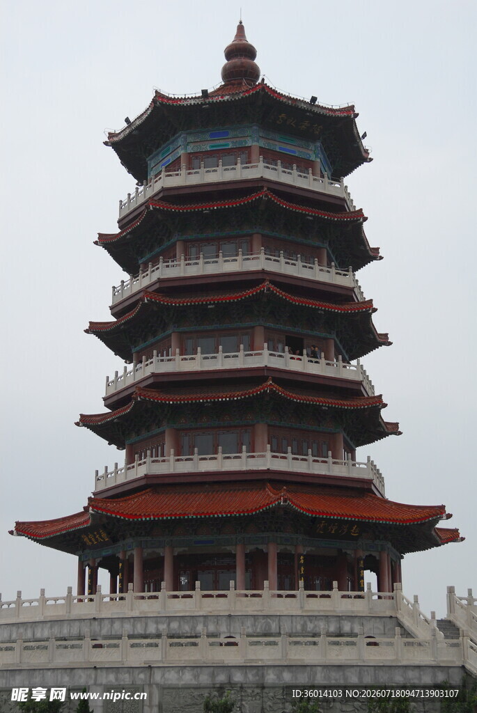 中式多层古塔建筑景观