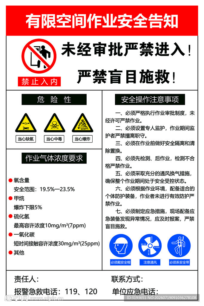 有限空间作业安全警示牌