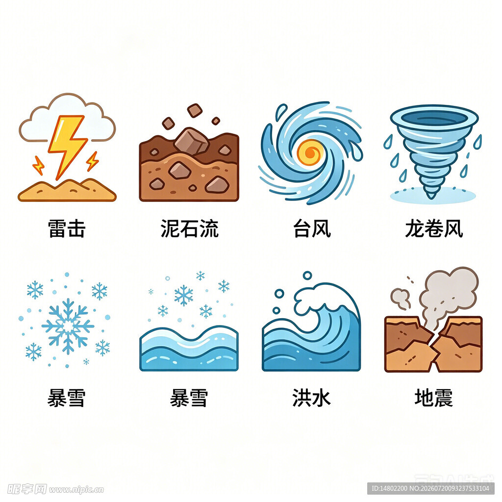 常见自然灾害图标集合