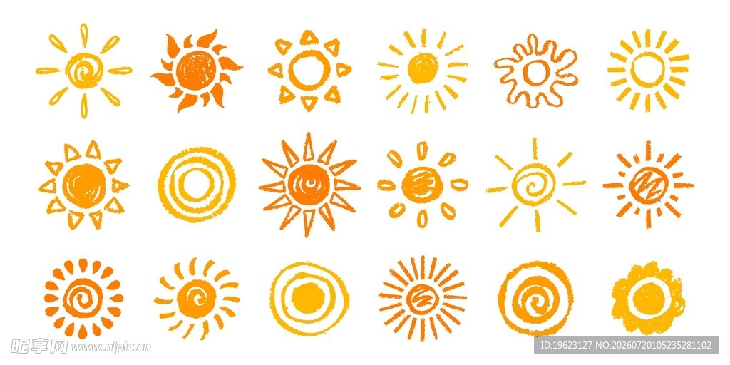 手绘太阳素材