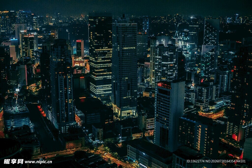 繁华都市夜景俯瞰
