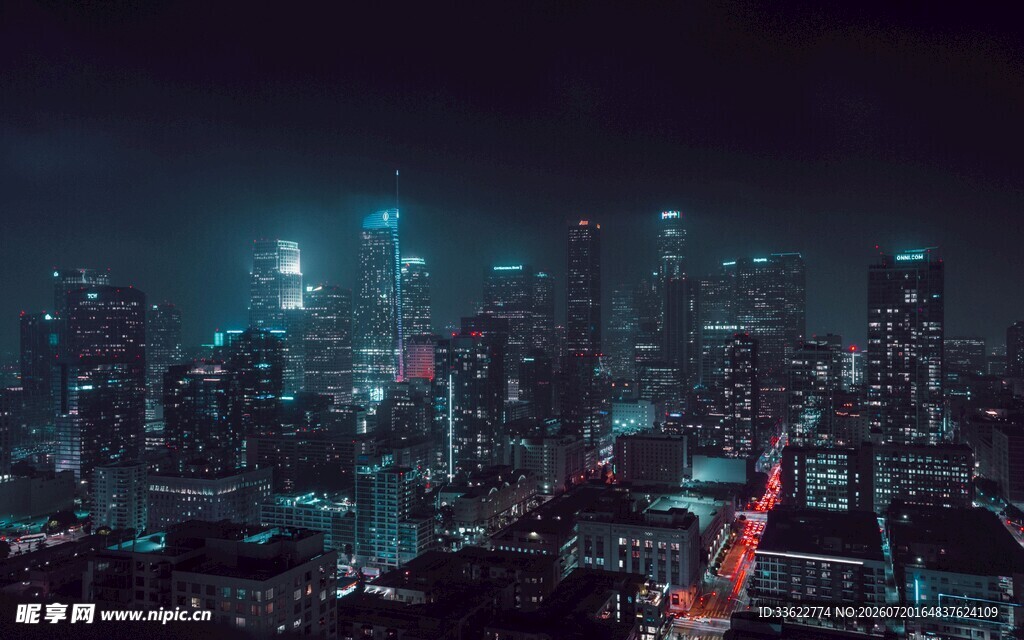 城市璀璨夜景俯瞰图