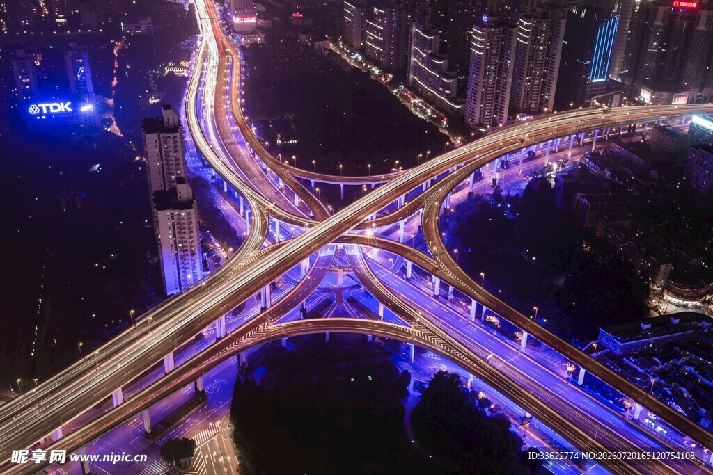 城市立交桥璀璨夜景