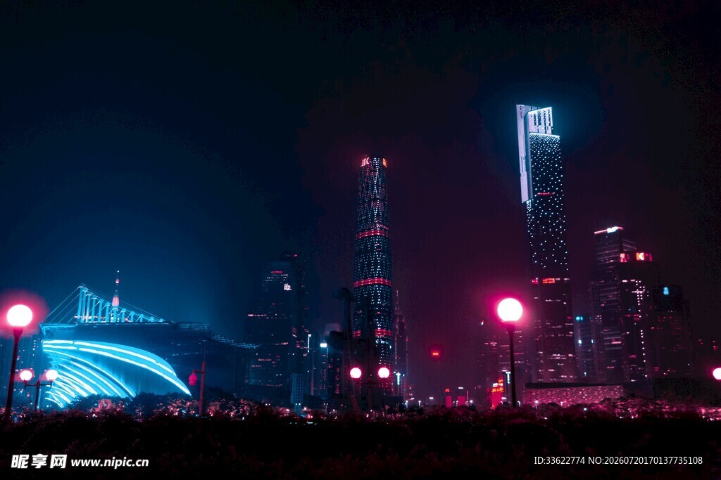 城市夜景灯光璀璨