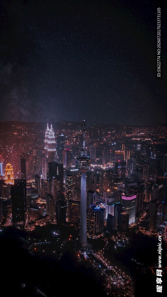 城市璀璨夜景俯瞰图