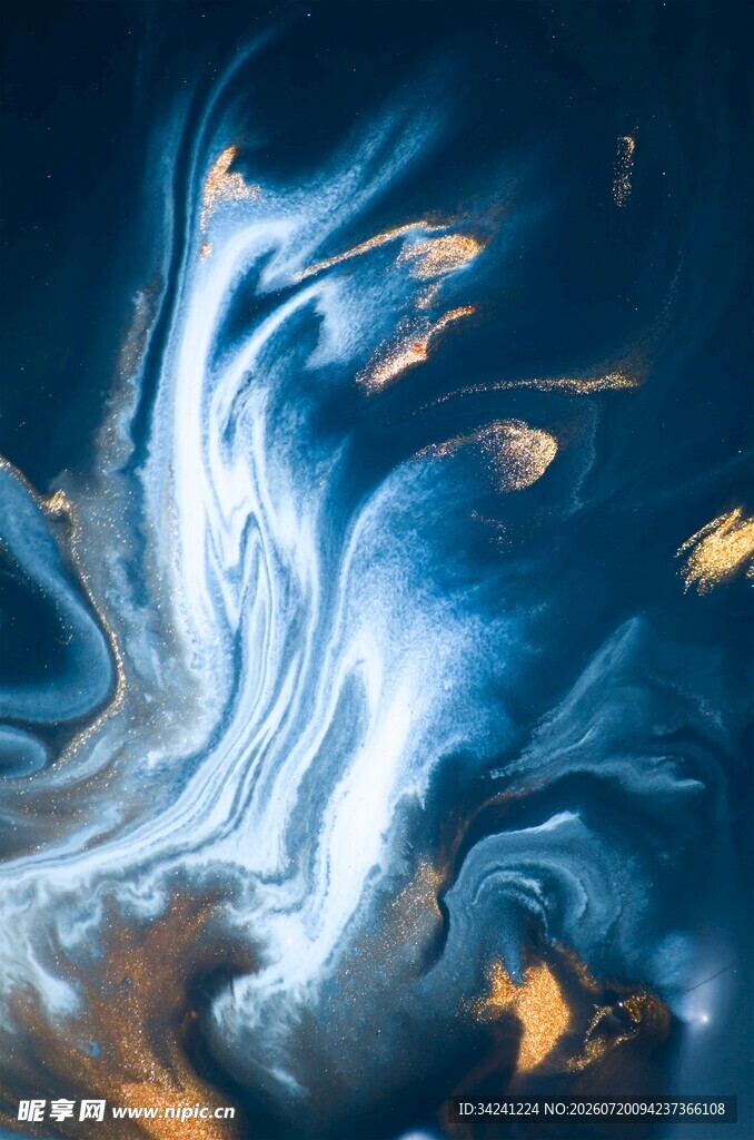 梦幻蓝色流体艺术画面