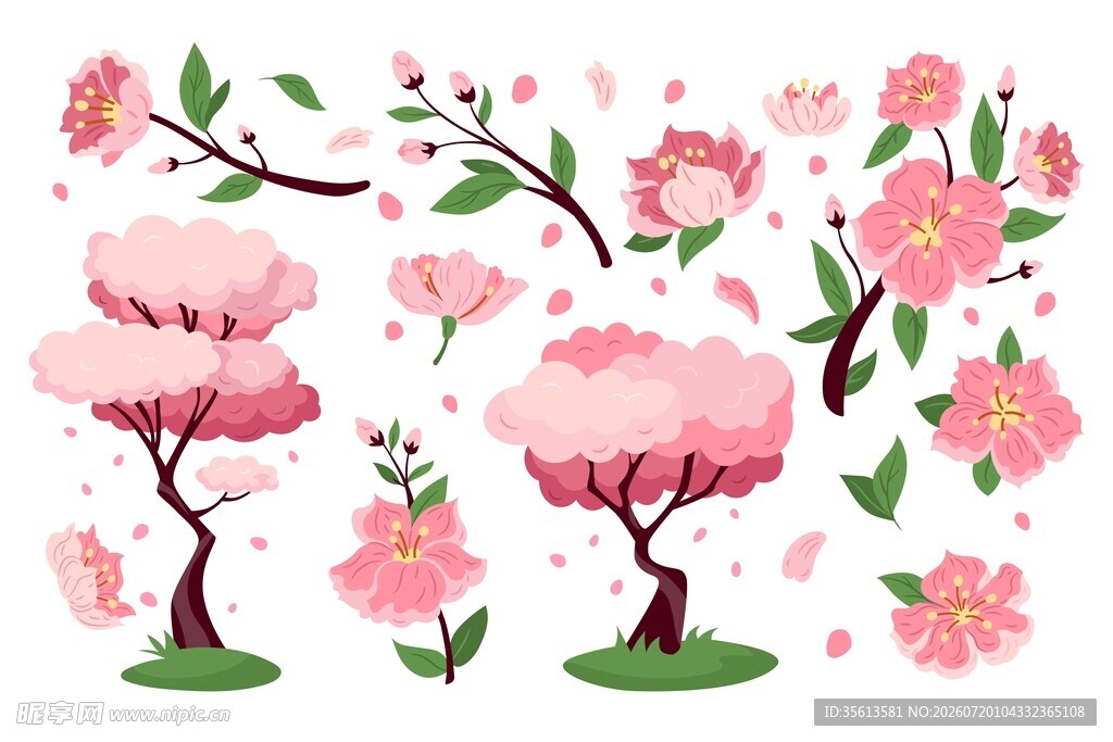 樱花插画素材