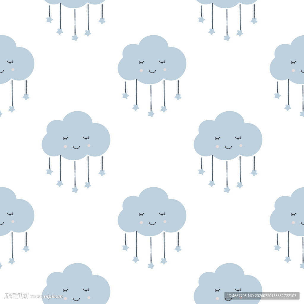可爱雨滴云朵图案背景