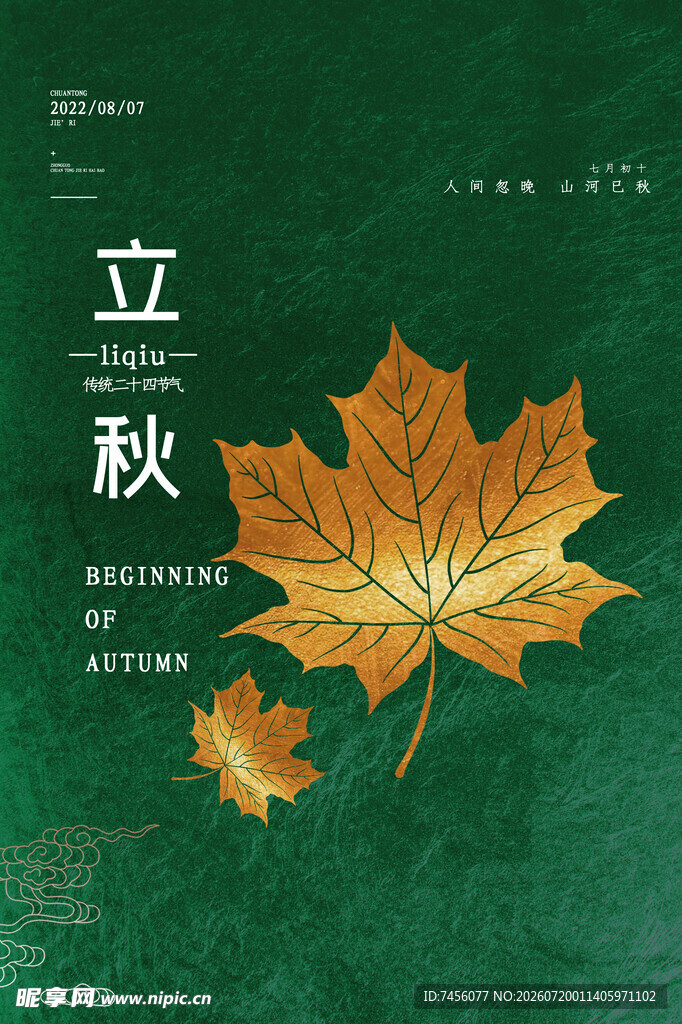 立秋时节金黄枫叶展秋意