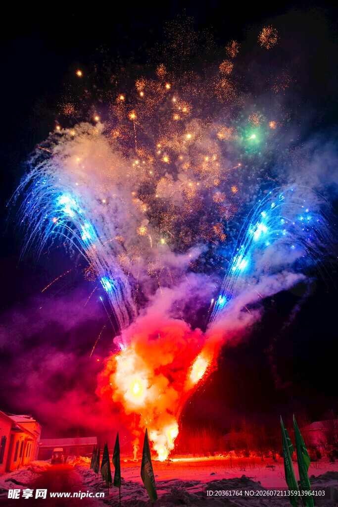 绚丽烟花绽放夜空