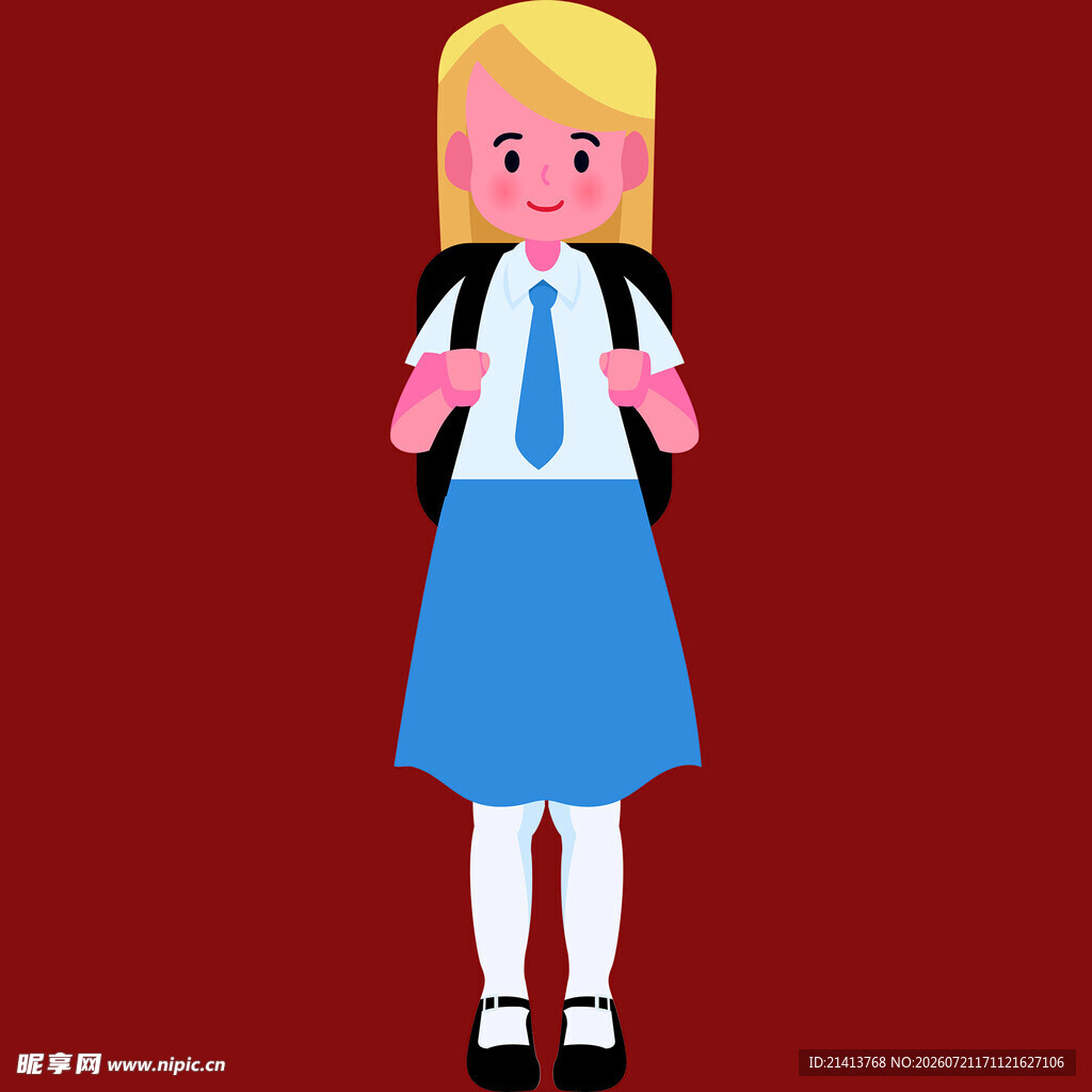 背着书包的可爱女学生