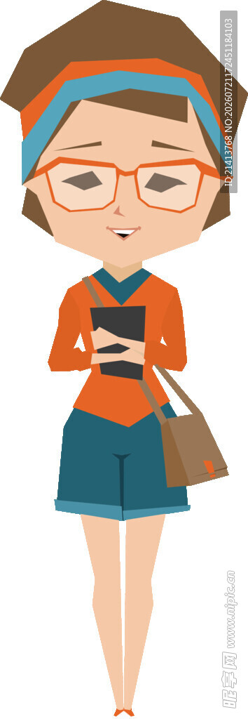 时尚女孩手持手机出行
