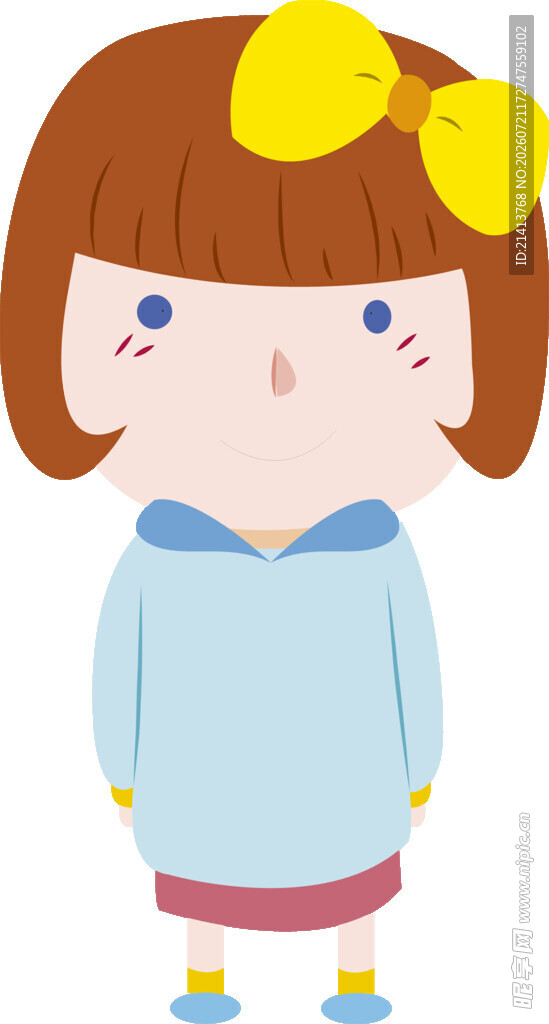 戴黄蝴蝶结的可爱女孩