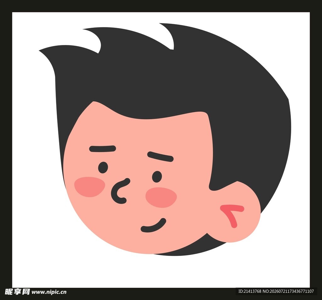 卡通风格微笑男性头像