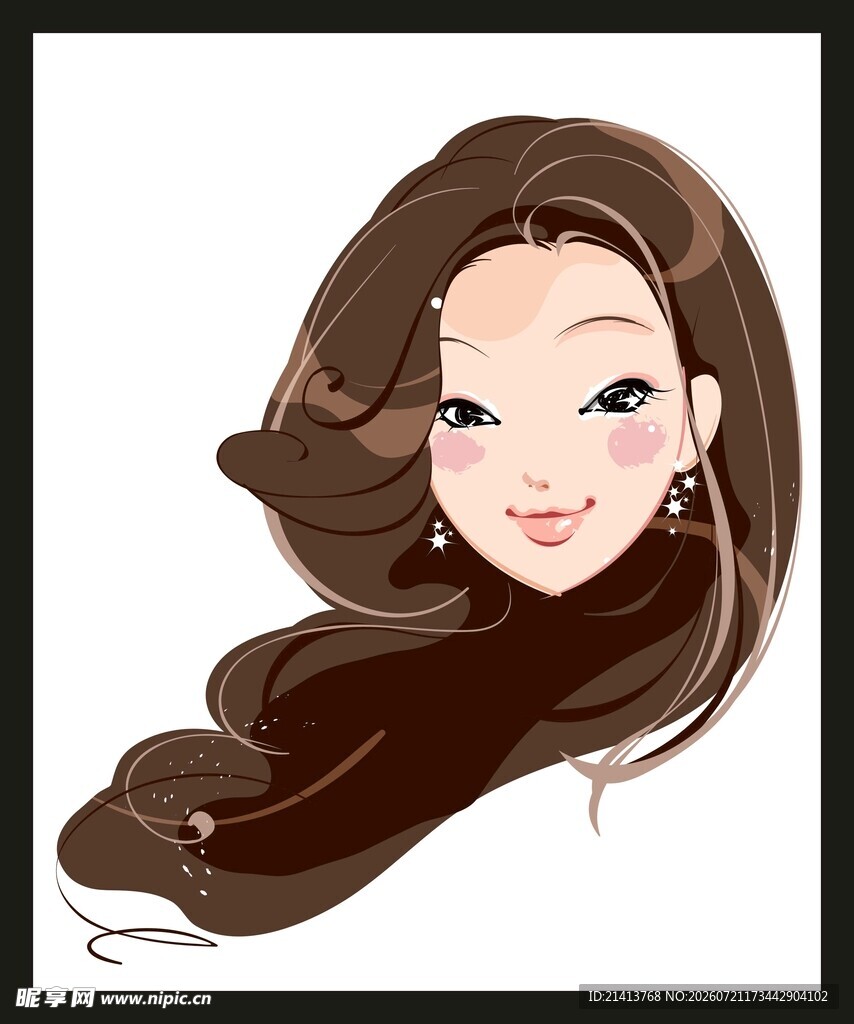 长发美女插画