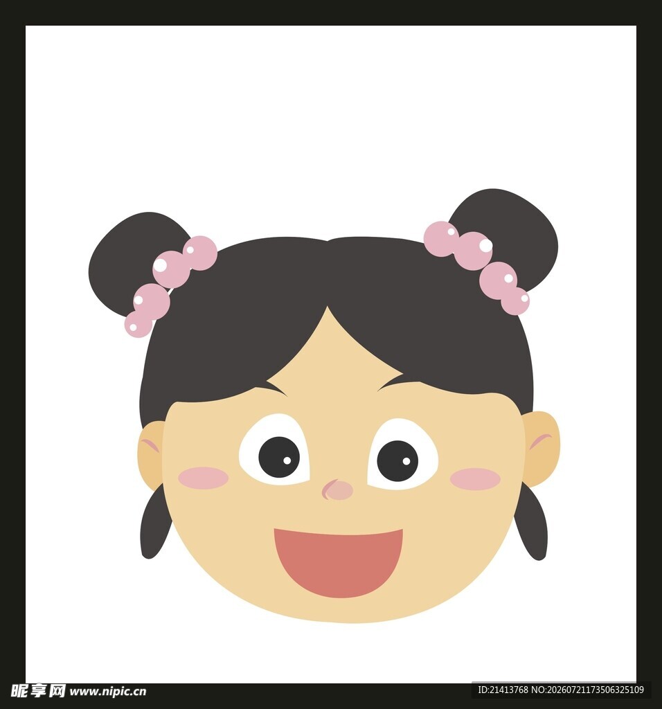 扎双马尾的可爱小女孩