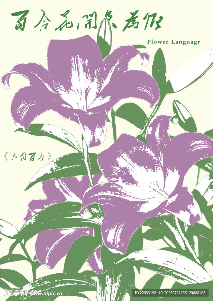 百合素描风格海报