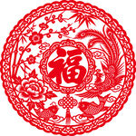 圆形福字剪纸图案