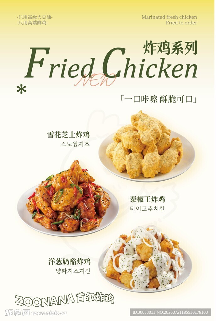 多样炸鸡美食展示
