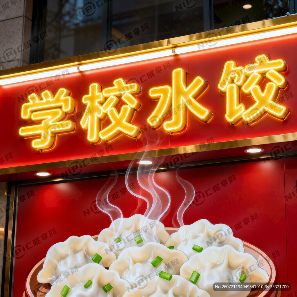 学校买水饺的灯箱门头