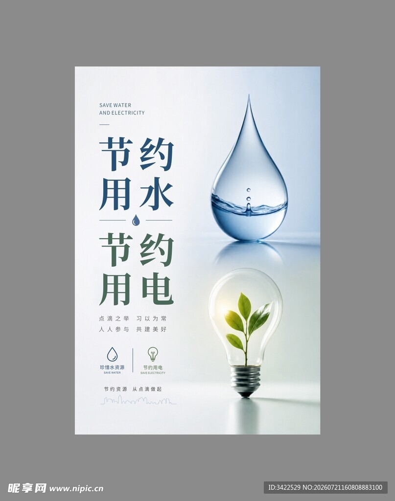 节约用水用电宣传海报