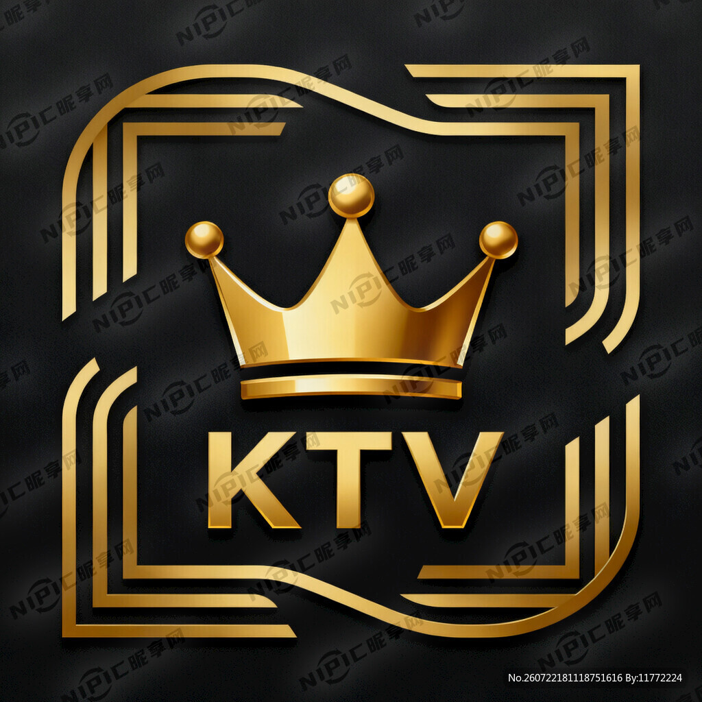 商务KTV标志金色的皇冠四周加