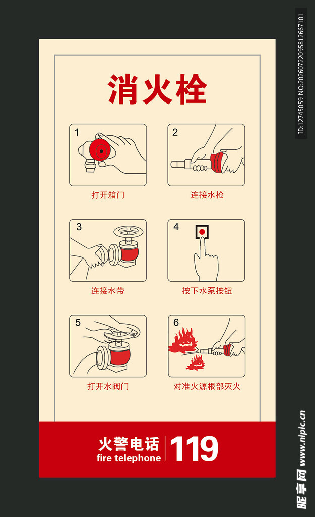 消火栓使用步骤图示